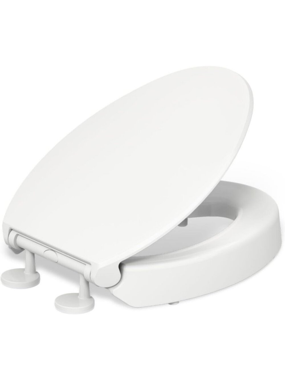 Elevated Soft Close Elongated Toilet Seat - Contoured Design, Grip-Tight